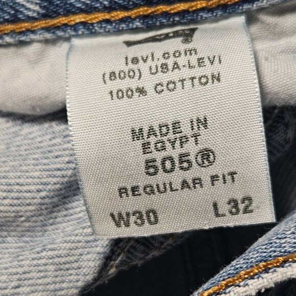 Levis 505 Regular Fit Jeans Mens Size 30 X 32 Straight Mid Rise Light Wash Denim - Picture 6 of 6